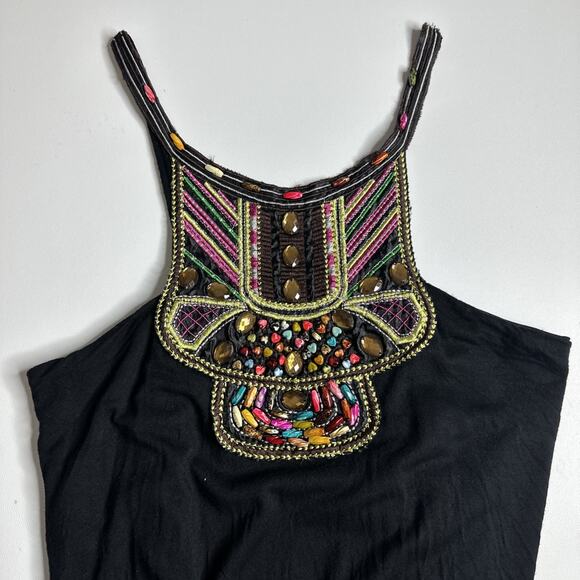 Twentyone Beaded Embroidered Festival Tank Top S Boho Tribal Y2K Gypsy USA - Picture 6 of 12